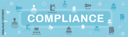 In compliance web banner - icon set that shows a company passed inspection