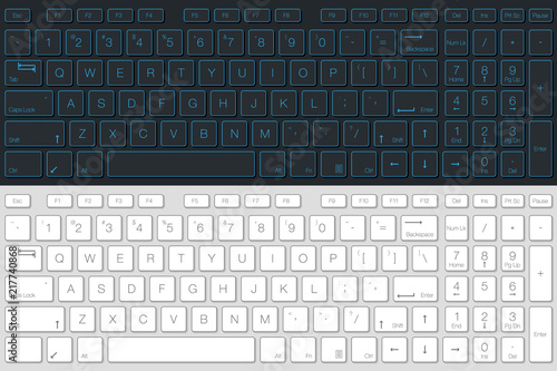 Computer Keyboard Vector Isolated. Gray and White Version