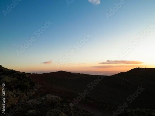 Beautiful sunset over Montana Roja  Lanzarote.