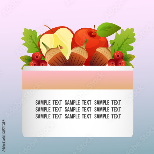 autumn nature theme with apple canary nut
