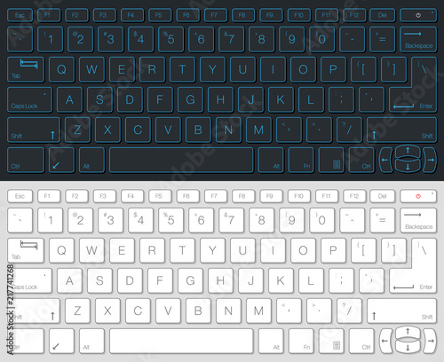 Computer Keyboard Vector Isolated. Gray and White Version