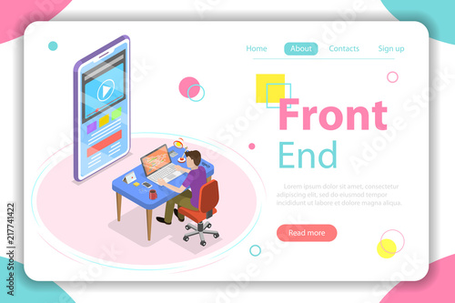 Front end flat isometric vector concept.