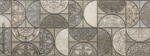 ceramic tile, abstract mosaic ornamental geometric pattern