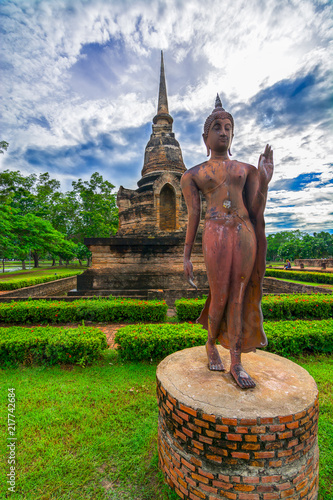 Canvas Print Wat Sra Sri and Tra Pang Tra Klian , Sukhothai Historical Park, Sukhothai, Thail