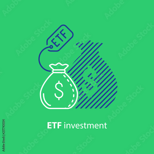 Investing money, return on investment, ETF stock market concept, profit increase line icon