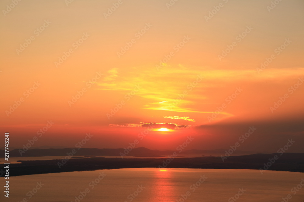 Sunset sky on Adriatic sea, Croatia