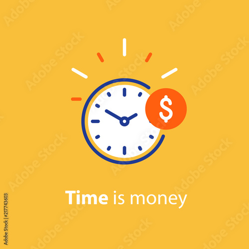 Financial concept, money investment, time is money line icon
