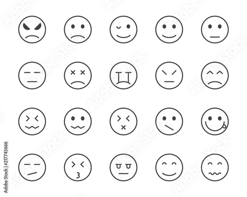 set of emoji vector line icon