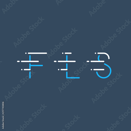 Dynamic letters F, L and S in motion, decorative type, rapid service