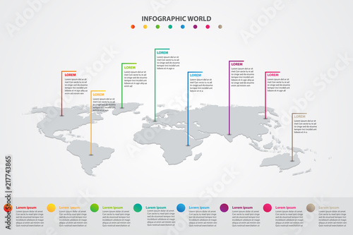 infographic country world map, international world flags