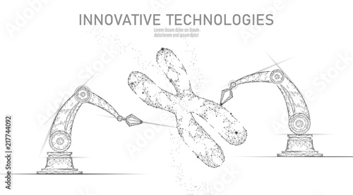 Chromosome DNA structure medicine concept. Low poly polygonal triangle gene therapy cure genetic disease. GMO engineering CRISPR Cas9 innovation modern technology science banner vector illustration