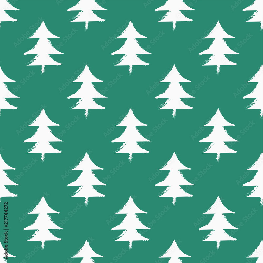 Endless Christmas Pattern with Christmas trees