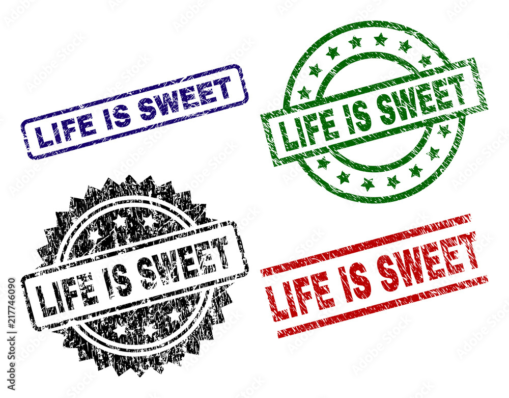 LIFE IS SWEET seal prints with damaged style. Black, green,red,blue vector rubber prints of LIFE IS SWEET label with unclean style. Rubber seals with round, rectangle, medal shapes. LIFE IS SWEET seal prints with damaged style. Black, green,red,blue vector rubber prints of LIFE IS SWEET label with unclean style. Rubber seals with round, rectangle, medal shapes.