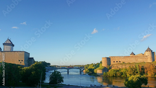 The two castles in Narva, at the russia-estonia border