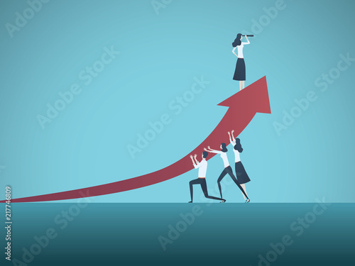 Business woman leader vector concept. Symbol of times up movement, woman in business, emancipation, success, leadership, vision.