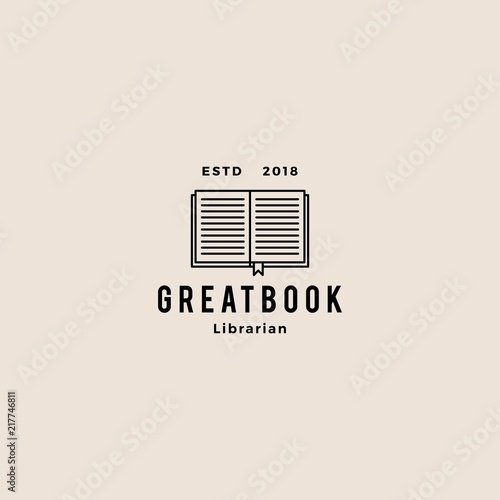 book logo hipster retro vintage vector icon illustration