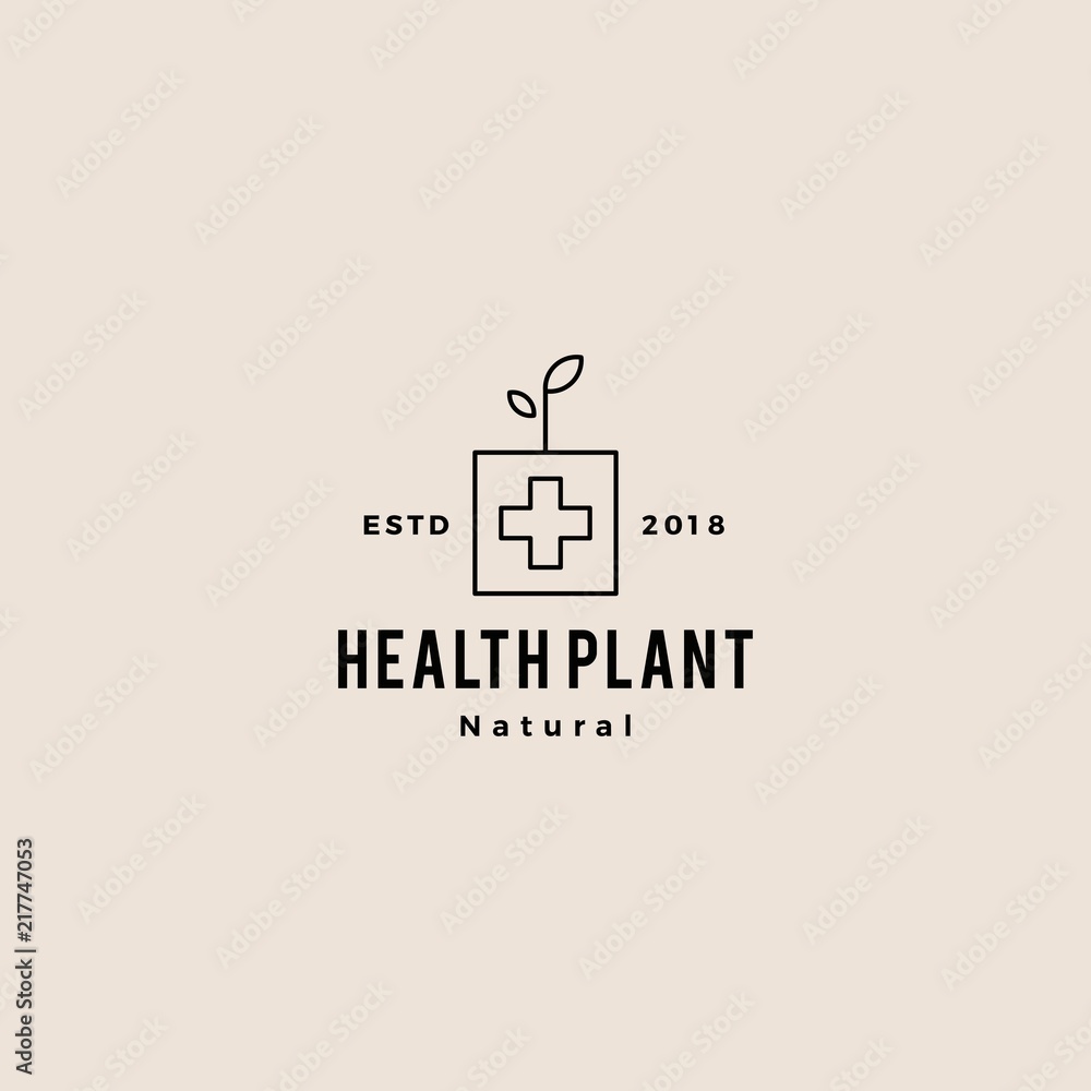 medical health plant sprout leaf logo hipster retro vintage vector icon illustration