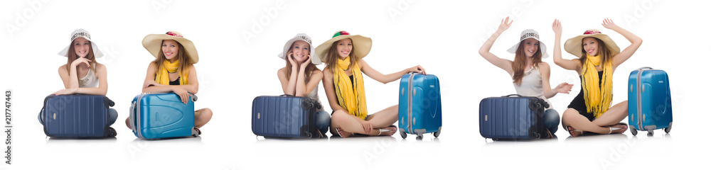 Woman going to summer vacation isolated on white Woman going to summer vacation isolated on white