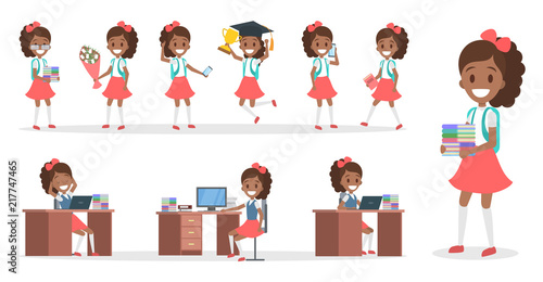 School kid character set for animation photo