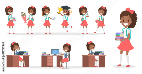School kid character set for animation