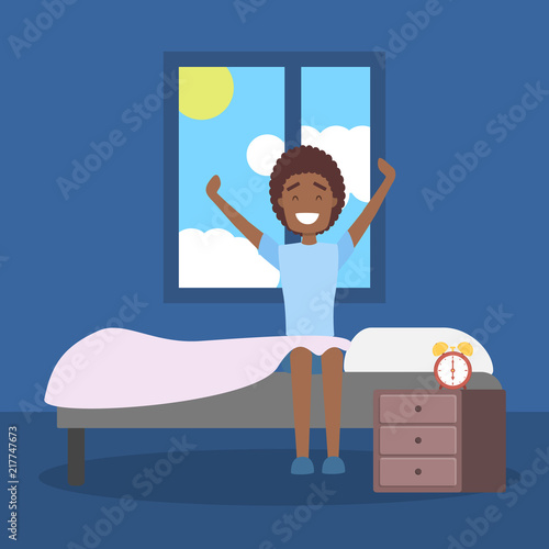 Happy man waking up