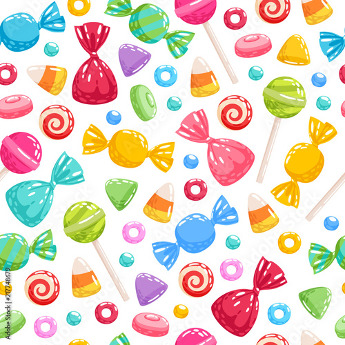Colorful sweets icons background - vector illustration.