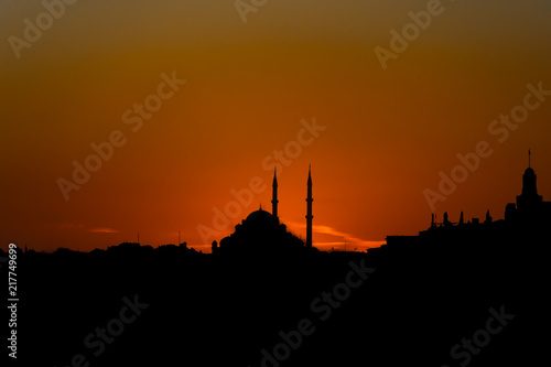 Sunset silhouette of Istanbul