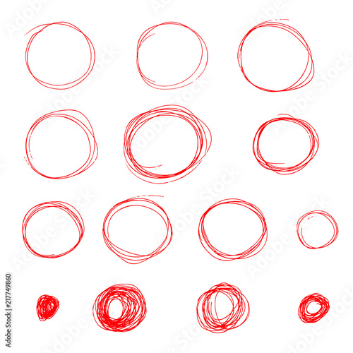 hand drawn scribbles red circles