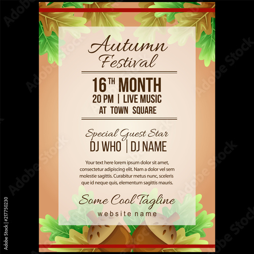 autumn festival poster template with canary nuts
