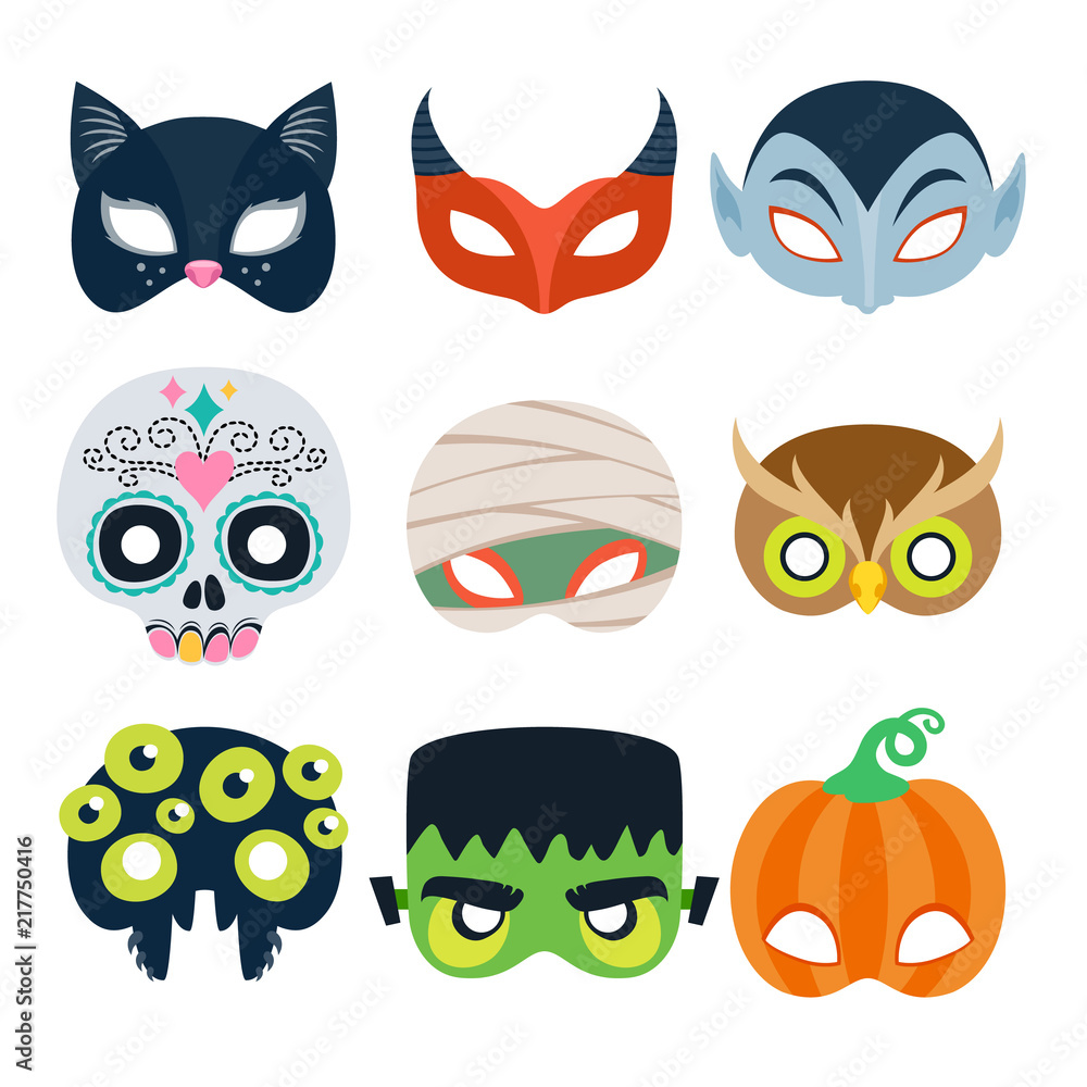 Halloween party masks vector illustration. Halloween party masks vector illustration.