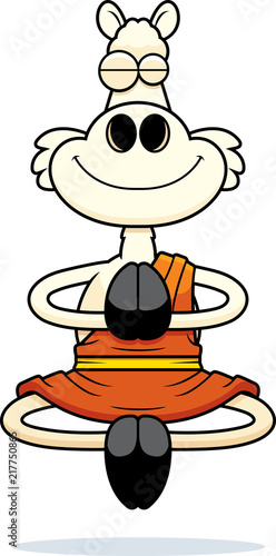 Meditating Cartoon Llama Monk