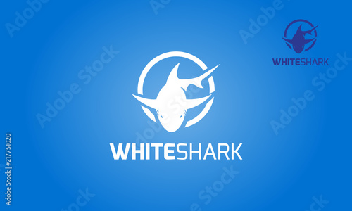 White Shark Vector Logo Template. Modern professional shark Vector logo illustration.