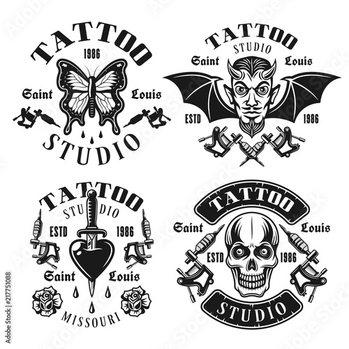 Tattoo studio vector emblems or t shirt prints