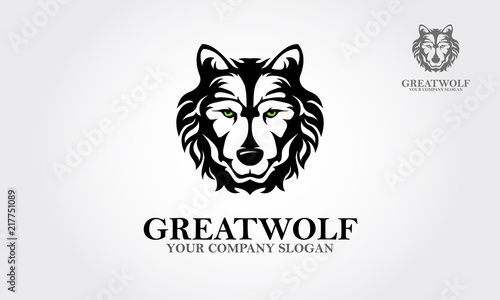 Great Wolf Vector Logo Template. Wolf Head Symbol. Great for Badge Label Sign Icon Logo Design. Creative Vector illustration.
