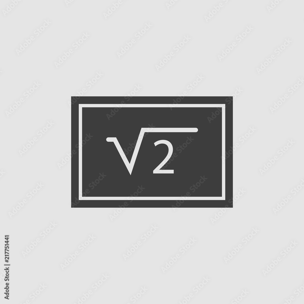 square root of 2 two on blackboard vector icon square root of 2 two on blackboard vector icon