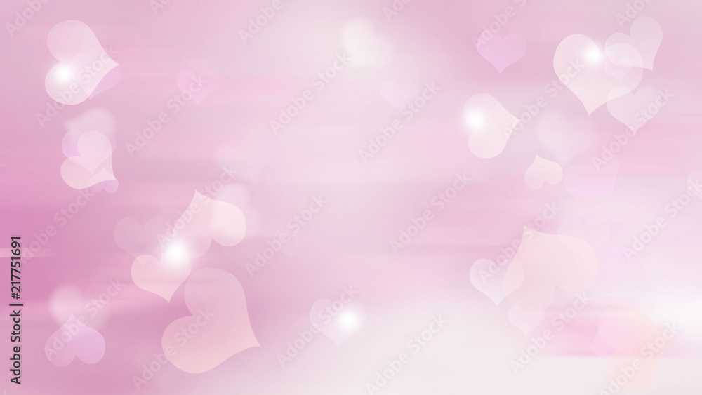 Pink blurred background with hearts