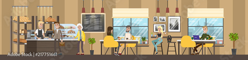 Bakery interior with clients