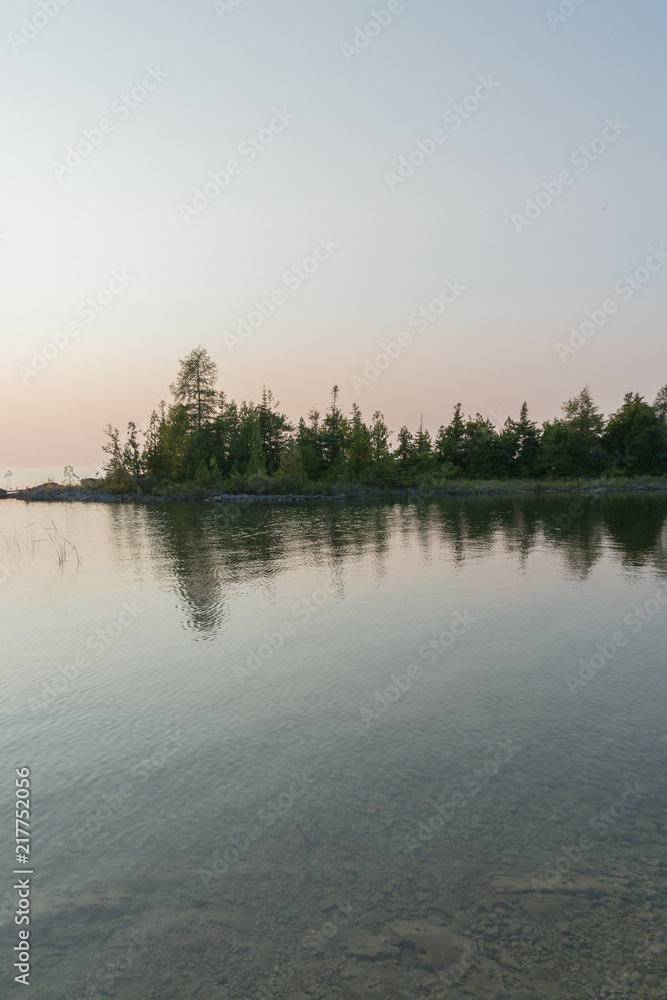 Fototapeta premium Beautiful calm sunset on the Lake Huron Shoreline Water Landscape