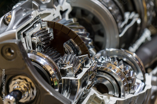 Gearbox with gears and clutch