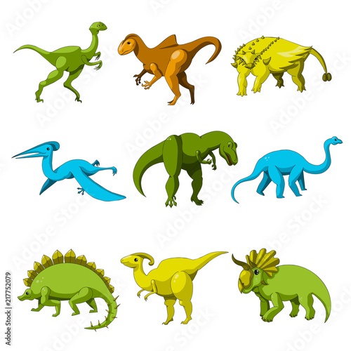 Fototapeta Naklejka Na Ścianę i Meble -  Cartoon dinosaur icon set