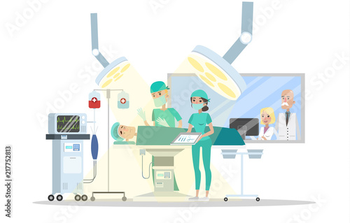 Surgeon making operation in the surgery room