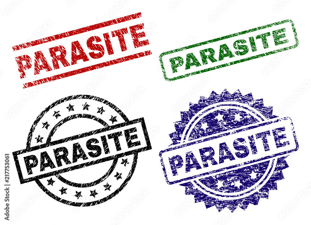 PARASITE seal prints with corroded surface. Black, green,red,blue vector rubber prints of PARASITE text with grunge surface. Rubber seals with circle, rectangle, medal shapes. PARASITE seal prints with corroded surface. Black, green,red,blue vector rubber prints of PARASITE text with grunge surface. Rubber seals with circle, rectangle, medal shapes.