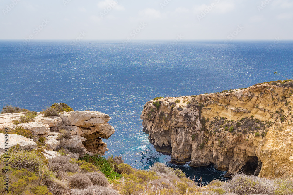 Wied Iz-Zurrieq, Malta. Sea and mountains