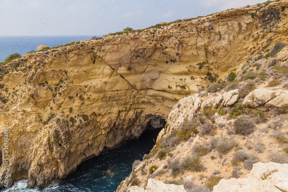 Wied Iz-Zurrieq, Malta. Rocks and the sea