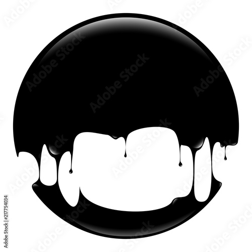 Black dripping shiny circle vector illustration