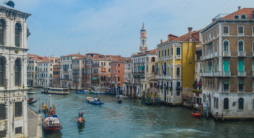 Vibrant colourful buildings along the waterfront in venice