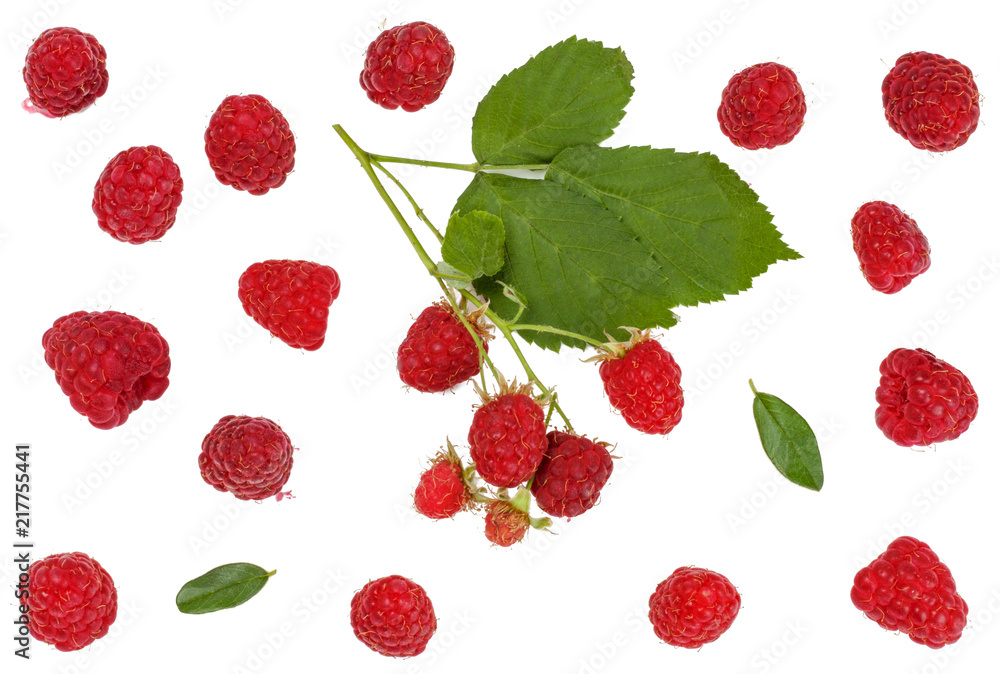 Raspberries isolated on white. Top view Raspberries isolated on white. Top view