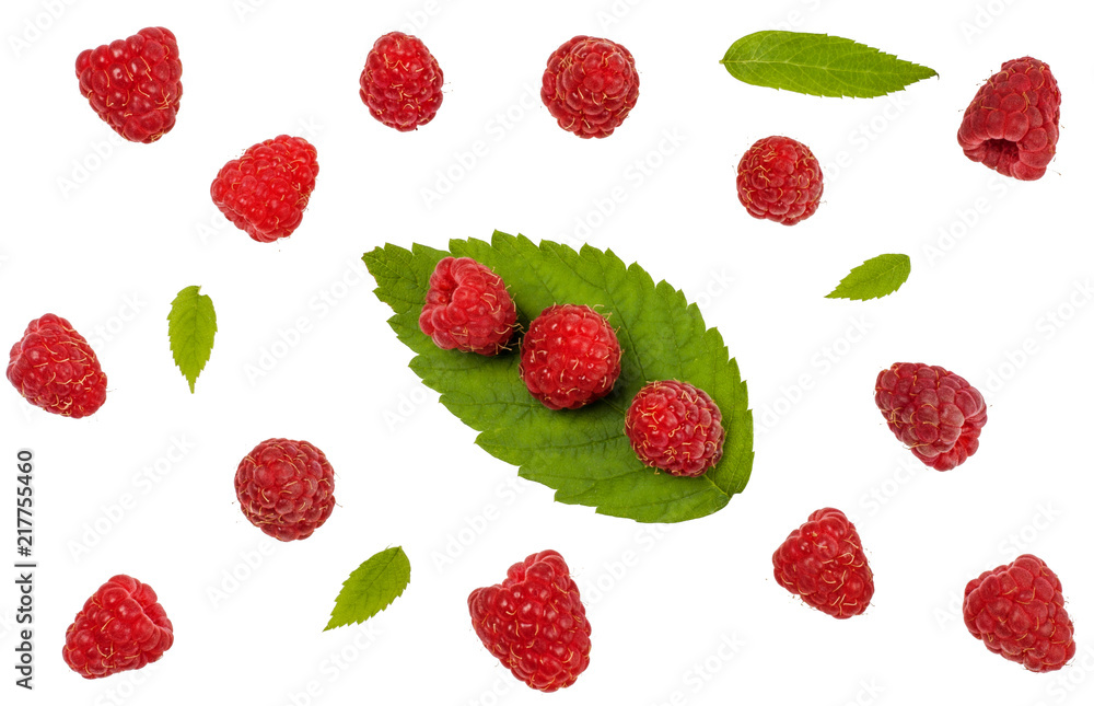 Raspberries isolated on white. Top view Raspberries isolated on white. Top view