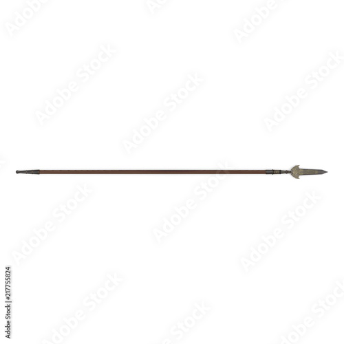 Old Viking Spear on white. 3D illustration