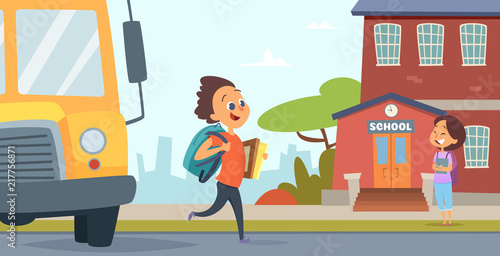 Childrens go to school. Background of back to school